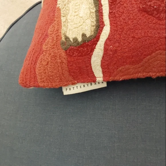 Pup pillow, needlework front, plain back, ~11.5" square. Dog-friendly home - Picture 3 of 3